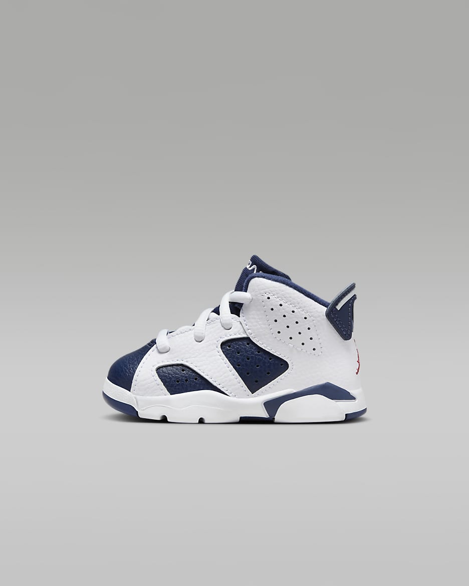 Jordan 6 Retro White and Midnight Navy Baby Toddler Shoes. Nike BE